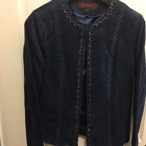 NWT- Hal Rubinstein Blue Suede Jacket - Medium